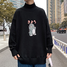 M18037-P45加绒款-P65半高领毛衣男士大码针织衫男毛线衣男，男装针织衫/毛衣，电商A040