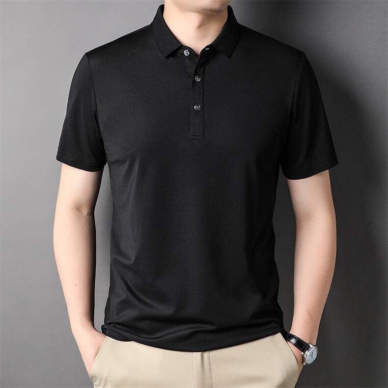 AG8835钱塘2020-3夏季翻领桑蚕时尚简约高端男士短袖T恤P43,男装T恤,钱塘207-3