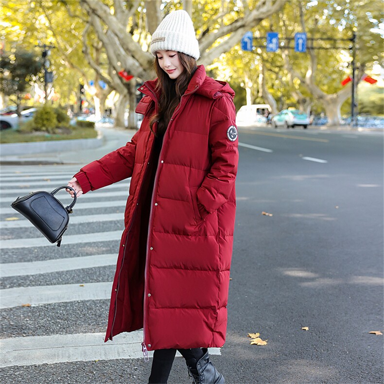 羽绒服女25年冬季新款长款过膝加长加厚保暖外套通勤,女装羽绒服,鑫源服饰