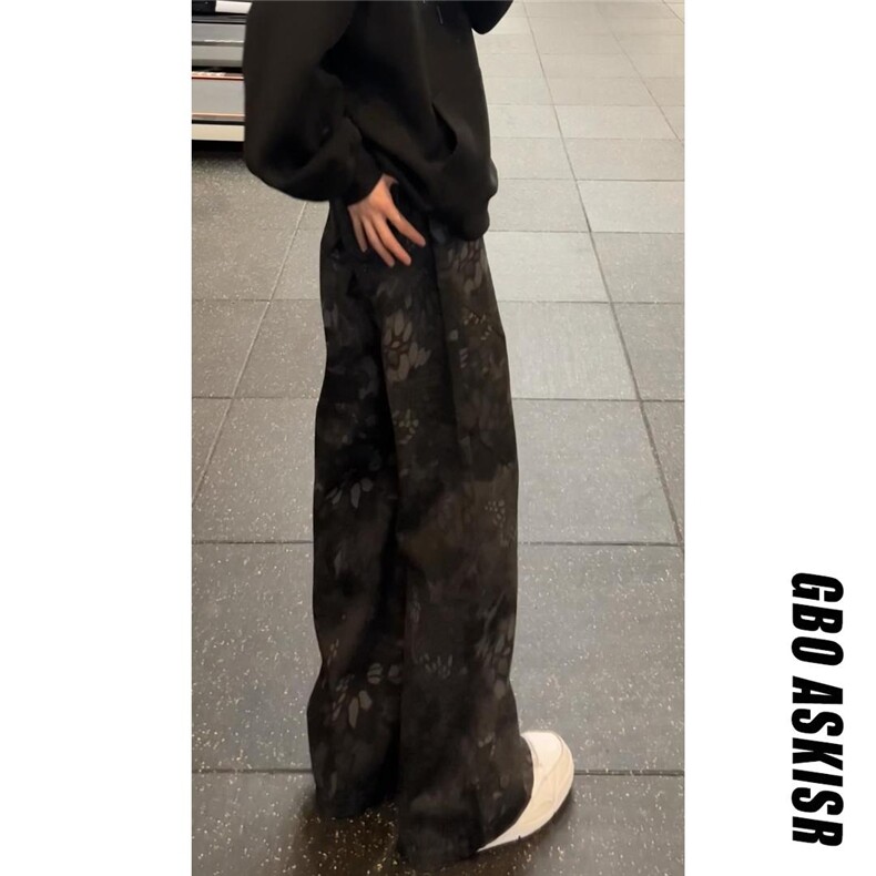 迷彩蛇纹微喇牛仔裤新款美式高街痞帅裤子cleanfit潮牌裤子,男装牛仔裤,星座302B