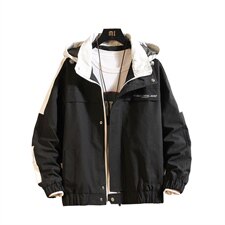 2021秋季新日系大码男印花撞色拼接连帽潮宽松夹克外套J6005-P85，男装夹克，电商A001