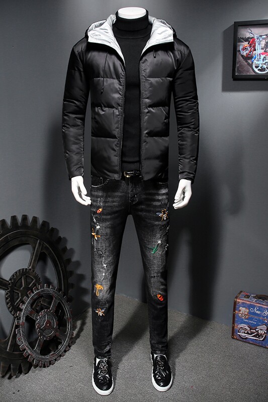 7131冬季加厚御寒保暖蚕丝棉服连帽休闲小蜜蜂刺绣棉衣,男装棉衣,钱塘2010-1