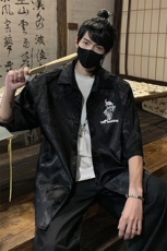 2025夏季新款港风新中式大码龙纹提花衬衫M-5XHC24223-特P35，男装衬衫，电商A022