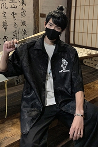 2025 夏季新款 港风新中式大码龙纹提花衬衫M-5X HC24223-特P35图片