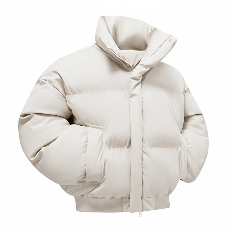 现货5W件冬季三防重磅boxy短款羽绒连帽PU皮棉衣外套防风加厚棉服，男装棉衣，电商A486