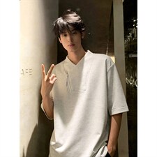 2026夏季新款V领270g华棉大码短袖T恤DT6263特P25建议零售价68，男装T恤，电商A001