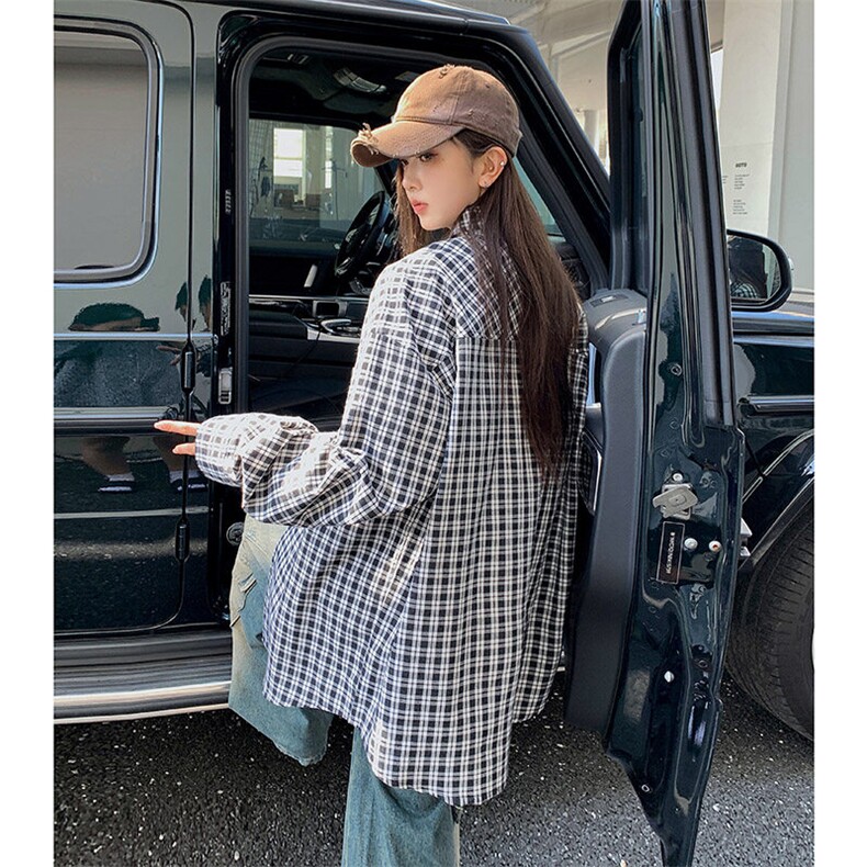 港风衬衫高级感设计耐磨格子衬衫休闲百搭MD-H553-特批40控69,男装衬衫,星座717