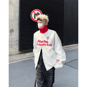 2025美式街头撞色翻领条纹夹克高街宽松飞行服外套 A025-Y100-P75图片