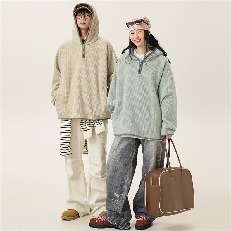 2025冬季新款男装日系潮牌华夫格宽松休闲卫衣加厚卫衣WY622-F88,男装卫衣,电商A101（原外27）