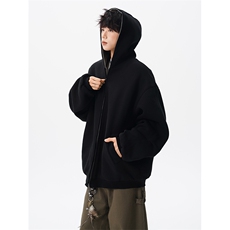 8XL-M500克潮牌百搭卫衣男美式情侣连帽撞色休闲廓形外套WY33P68，女装短外套，电商D206-1
