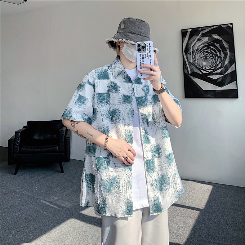 现货在仓！夏季休闲百搭翻领衬衫男抖音得物可送样-EX50556-特P30,男装衬衫,电商A061