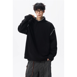 WY10155-特P48 控88新款连帽贝壳绣花麦穗提花大码男宽松情侣卫衣图片