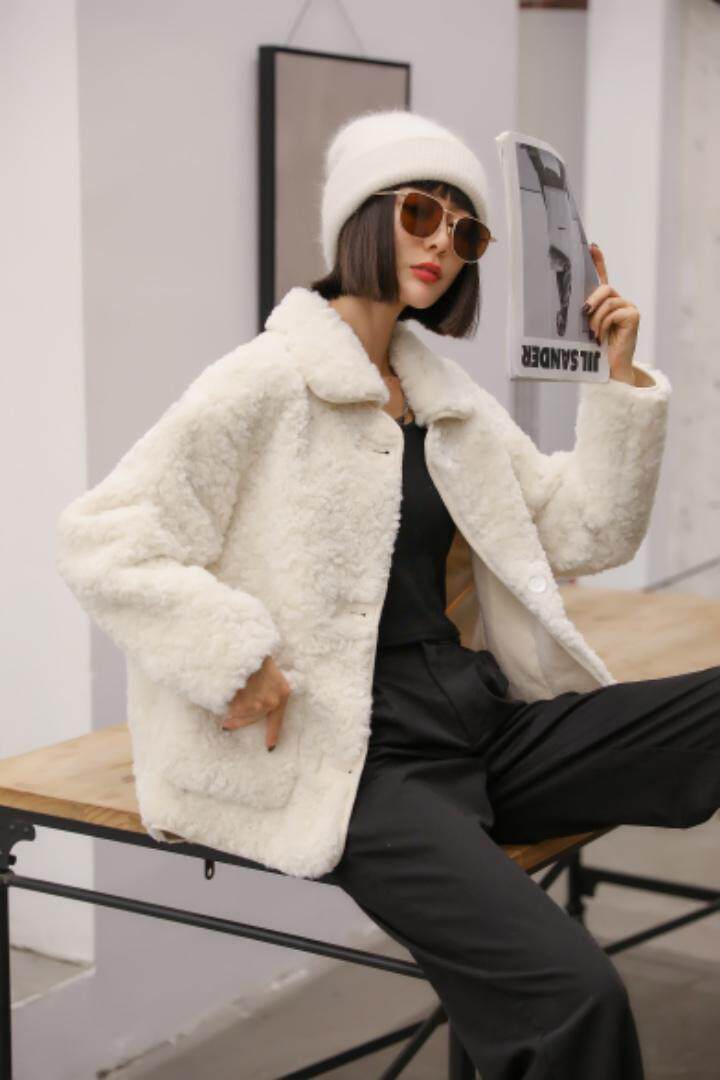 皮毛一体冬季新款羊羔毛外套，其它，茗格拉