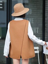 2022新款韩版时尚大版后开衩百搭羊毛双面呢马甲，女装马甲，L·H·X