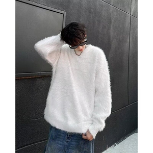 B336P53秋冬打底衫纯色貂毛毛衣圆领男装图片