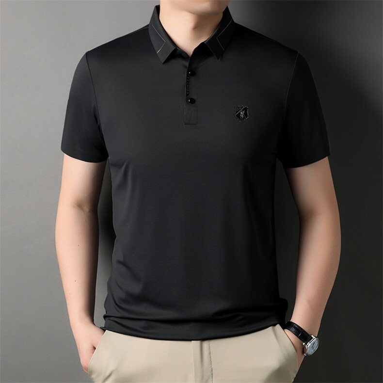 2023夏季新品保罗POLO衫男士短袖T恤男中年翻领半袖宽松男装商务图片