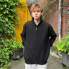 抖音得物保暖立领拉链针织外套秋冬宽松慵懒风纯色毛衣上衣AM02，男装针织衫/毛衣，电商A443
