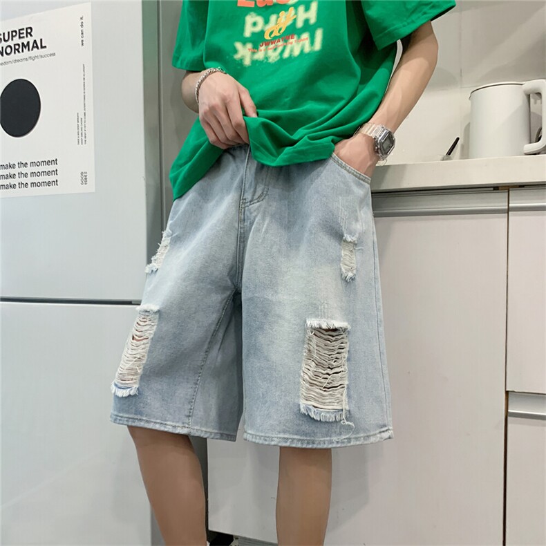 D2002-P40控58牛仔美式复古篮球裤子大码肥仔高街潮ins五分裤,男装牛仔裤,星座116
