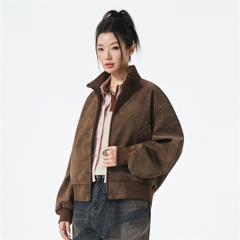 男女光版潮牌短款二开防水呢绒感皮夹克休闲外套A406JK5601P83,男装夹克,星座309（原A406）