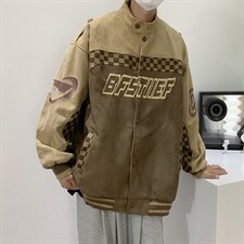 美式潮牌麂皮绒机车夹克秋季宽松立领上衣百搭休闲外套W5024-P80，男装夹克，星座512-2