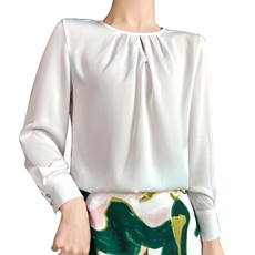 圆领长袖套头纯色简约百搭2025年春季衬衣，女装衬衫，朝贺羊绒