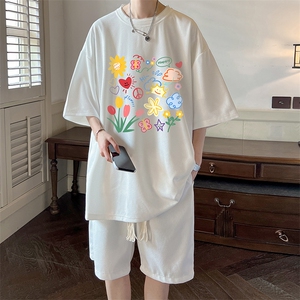 华夫格套装运动短袖t恤套装休闲两件套一套 HZ84319-P44图片