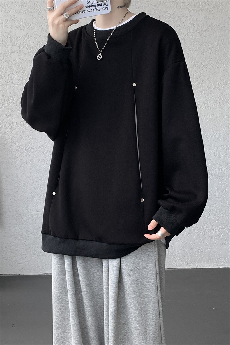 WY10152-特P45控78小众撞色拼接破缝假两件大码男大码情侣卫衣,男装卫衣,电商A059
