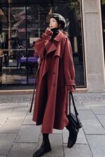 已出货新加色铁锈红毛呢外套225-A90（），女装毛呢外套，浙宝225