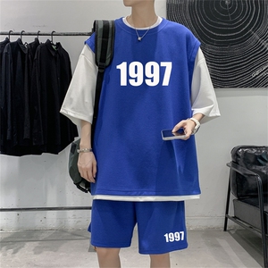 华夫格套装潮流休闲短袖短裤两件套FTZ3077-P55控78图片