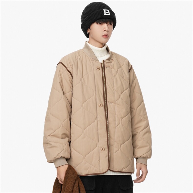 1506/M6081/P80 冬季情侣棉衣薄款立领棉服男葫芦格棉袄外套2图片