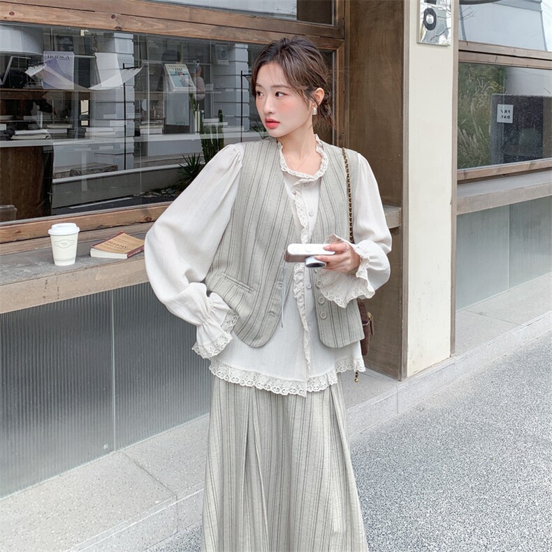 宫廷三件套马甲十衬衣十裙子三件套套裙2C267-118-P205-K295，女装套装/套裙，茵姿媚