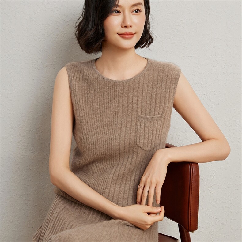 时尚不对称背心优雅显瘦秋冬必备打底衫,女装背心吊带,臻维羊绒