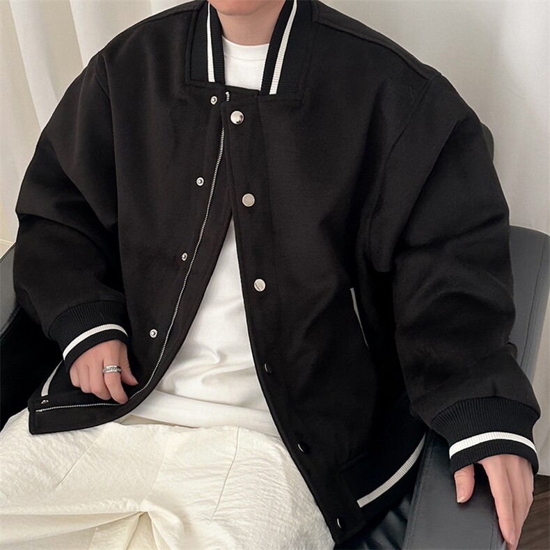 现货-秋冬毛呢棒球服潮牌宽松时尚外套休闲呢子夹克-AJ23058-P115,男装夹克,电商A351