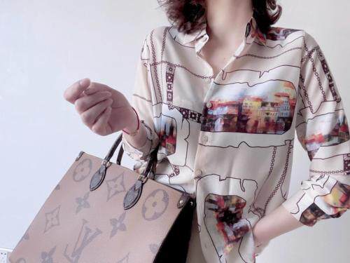 【现货】2021春季新品真丝双绉印花衬衫，女装衬衫，七七迷兰