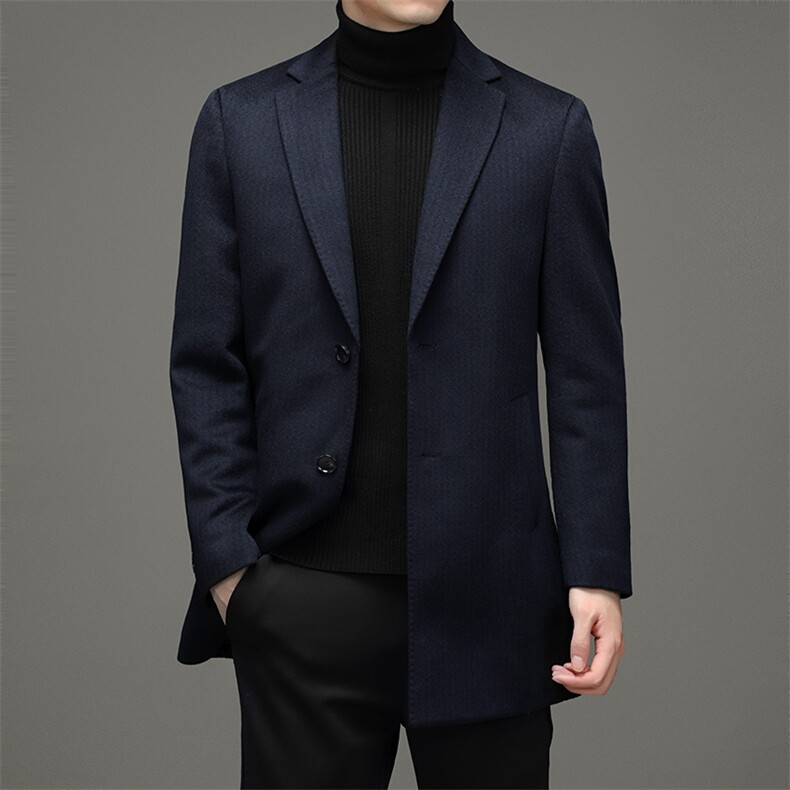 时尚中长款风衣男新款中年冬季毛呢大衣商务休闲外套YL6513-P445,男装毛呢大衣,电商B212（原钱塘6029）