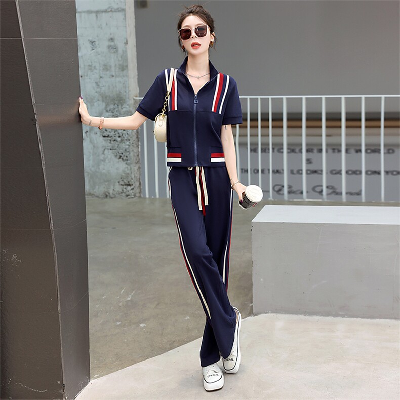 休闲运动套装女2025年新款春季时尚拼色运动服百搭女款两件套装裤,女装套装/套裙,妙形