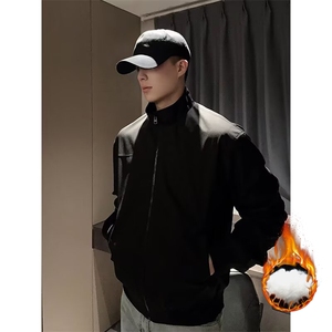 抖音得物 美式潮休闲夹克春季立领纯色复古工装加厚棉服外套AMY01图片