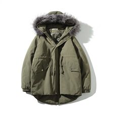 2019冬季新日系大码男店主风韩版毛领抽绳燕尾中长棉衣M730-P130，男装棉衣，电商A001