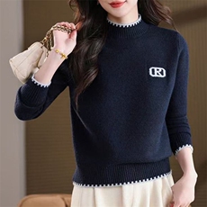 针织衫女春秋冬宽松薄款显瘦软糯低领毛衣打底衫内搭，女装针织衫/毛衣，萱芳婷羊绒