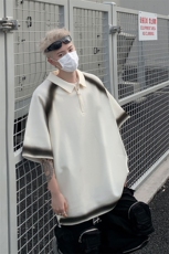 拼色做旧短袖T恤男夏季宽松休闲半开领体恤衫XZ514-2-202441-P58，男装T恤，星座514-2(原B239)