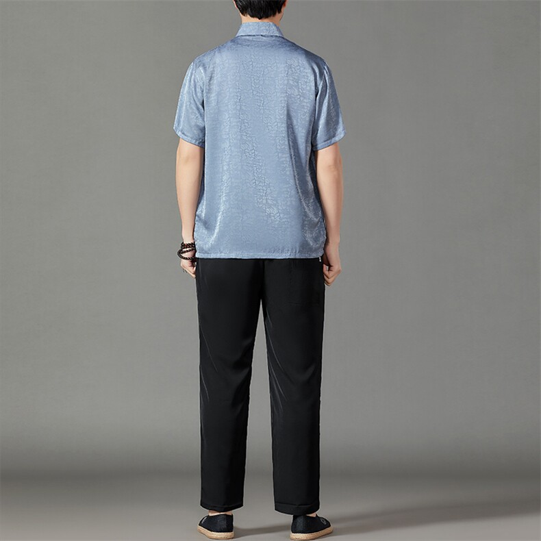 2026夏季薄款高端风中式短袖衬衫套装唐装汉服HL23807-P108,男装休闲套装,星座1105-3