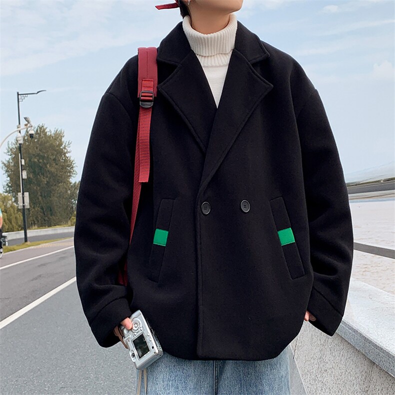 N6138/P85冬款西服双排扣毛呢大衣男宽松大码呢料夹克外套呢子，男装毛呢大衣，电商A141