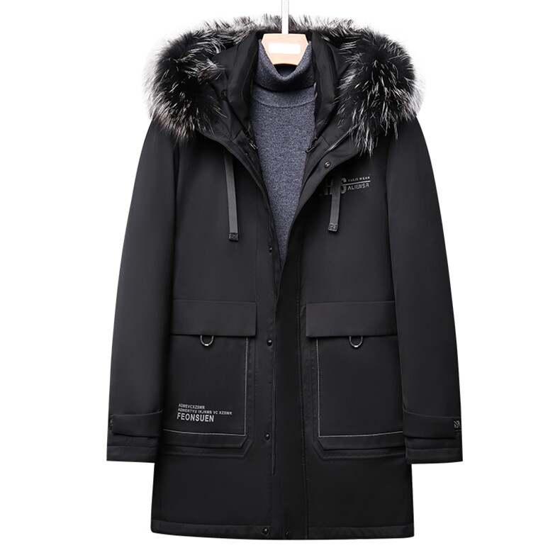 新款冬季脱卸银狐毛领羽绒服中年男脱卸内胆爸爸装GSNA21302-P490，男装羽绒服，电商B212（原钱塘6029）