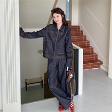 现货新款牛仔外套阔腿裤两件套26155P190K288，女装套装/套裙，2D035