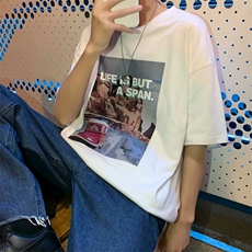 L韩版夏季印花短袖男港风2022ins潮流情侣半袖体恤T841-P20，男装T恤，星座512-2