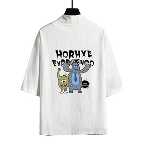 HF59048-P40风汉服男开衫外套七分袖道袍 网格挂拍图片