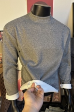 美式套头半高领加绒保暖卫衣灰色长袖加厚打底上衣TDR119-特价P26，男装T恤，电商A007
