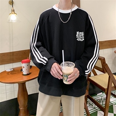 美式三杠条纹复圆领卫衣秋冬男女宽松长袖SW2483-P45控6850棉，男装卫衣，电商B370