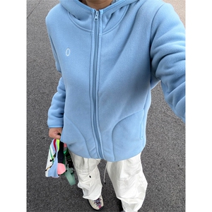 网图 高品 双面摇粒绒加厚保暖连帽羊羔绒开衫外套男女 A1050-P65图片
