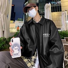 特批港风夜景时尚翻领皮夹克F8453P85控138，男装夹克，电商A247